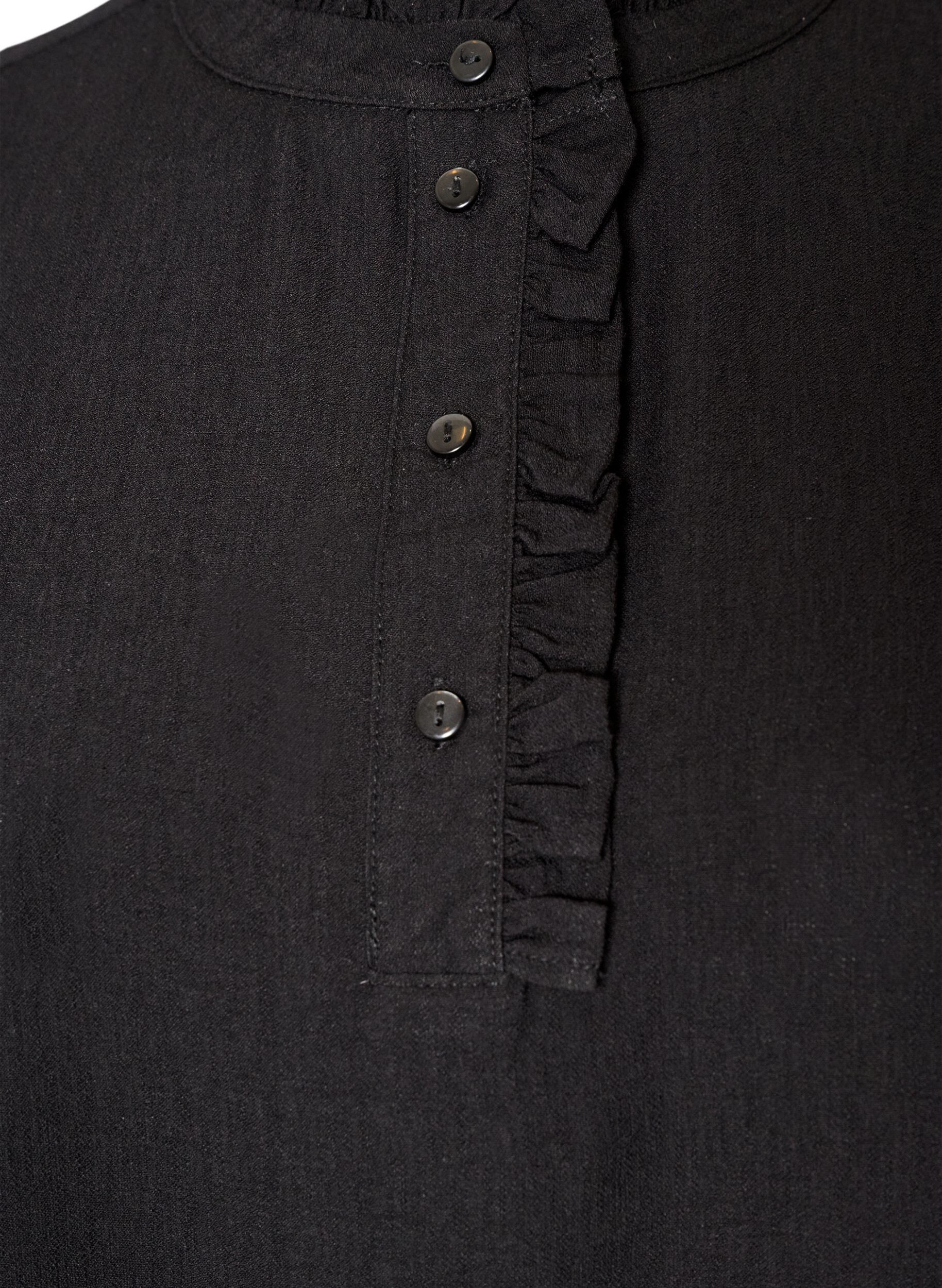 ZizziViscose tuniek met ruches en knopen, Zwart, Packshot image number 2