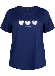 Katoenen T-shirt met ronde hals en print, Medieval B.W. Hearts