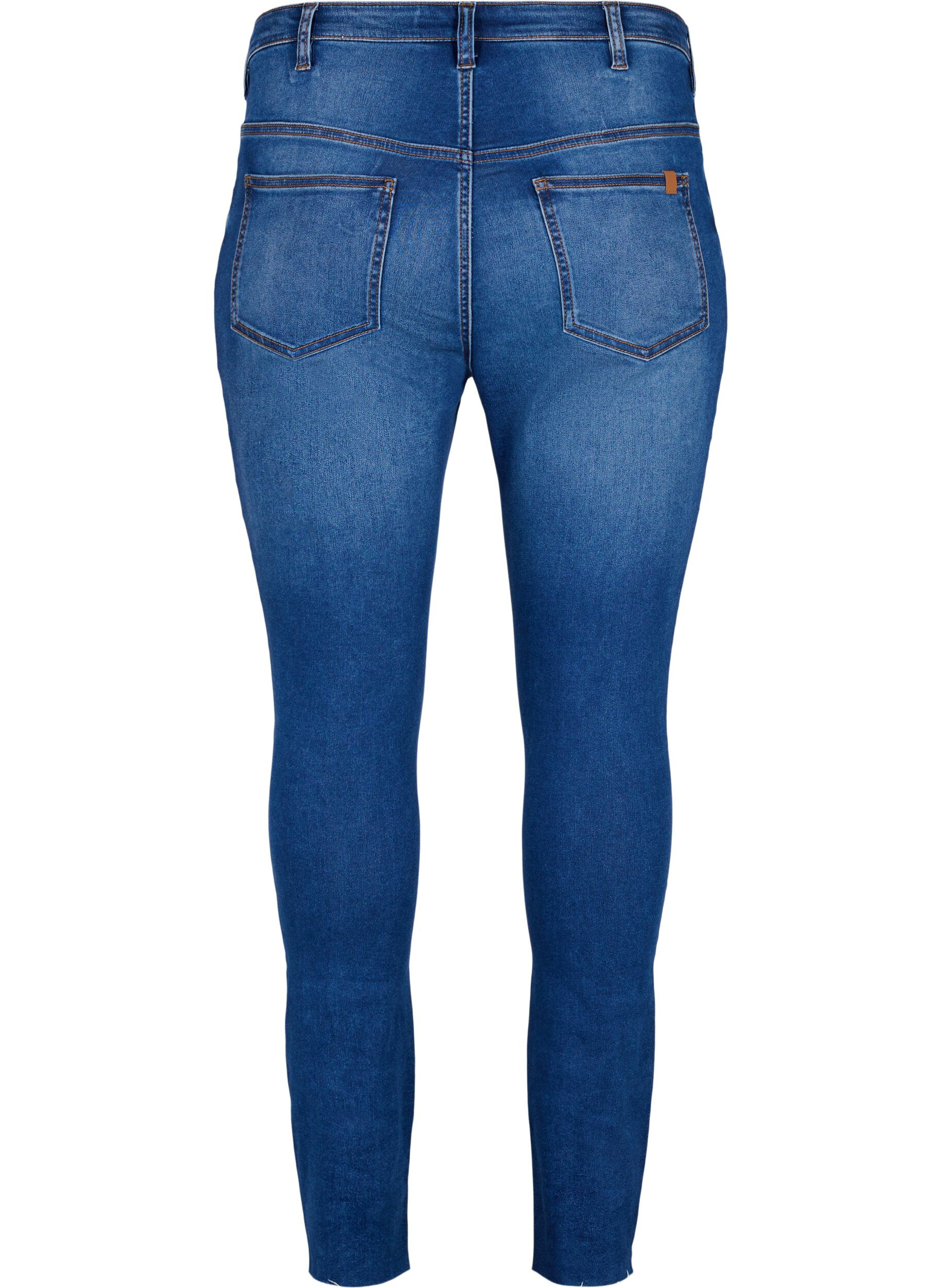 Zizzi Amy jeans met hoge taille en knopen, Blue denim, Packshot image number 1