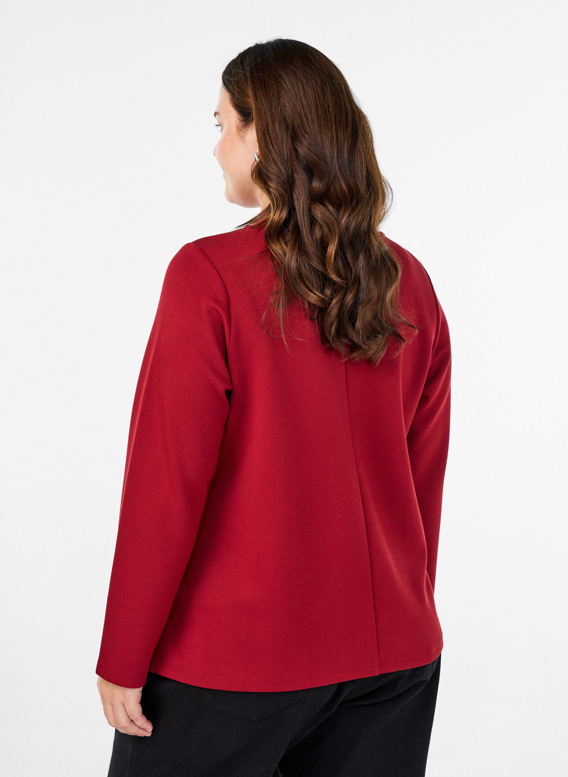 Zizzi Jersey blouse met ronde hals, Rood, Model image number 2