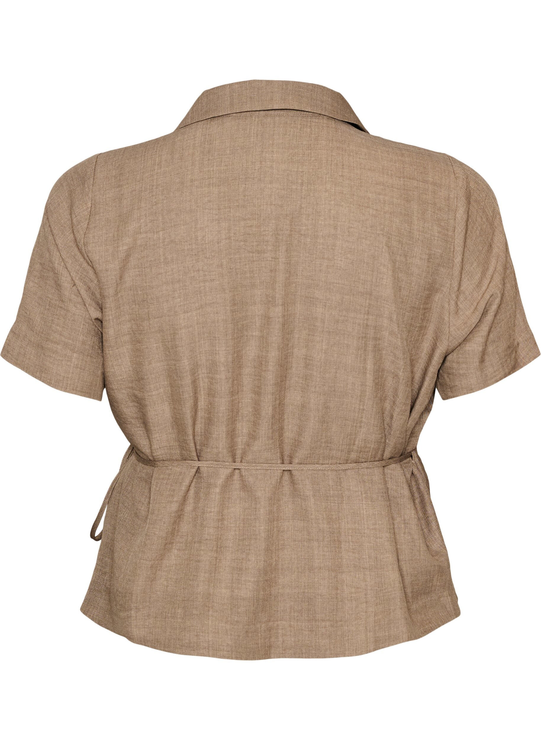 ZizziWikkelshirt met striksluiting, Bruin, Packshot image number 1