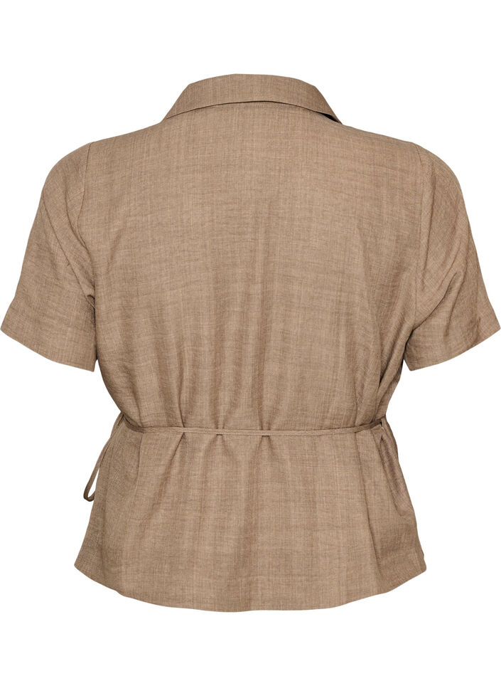 Wikkelshirt met striksluiting, Bruin, Packshot image number 1