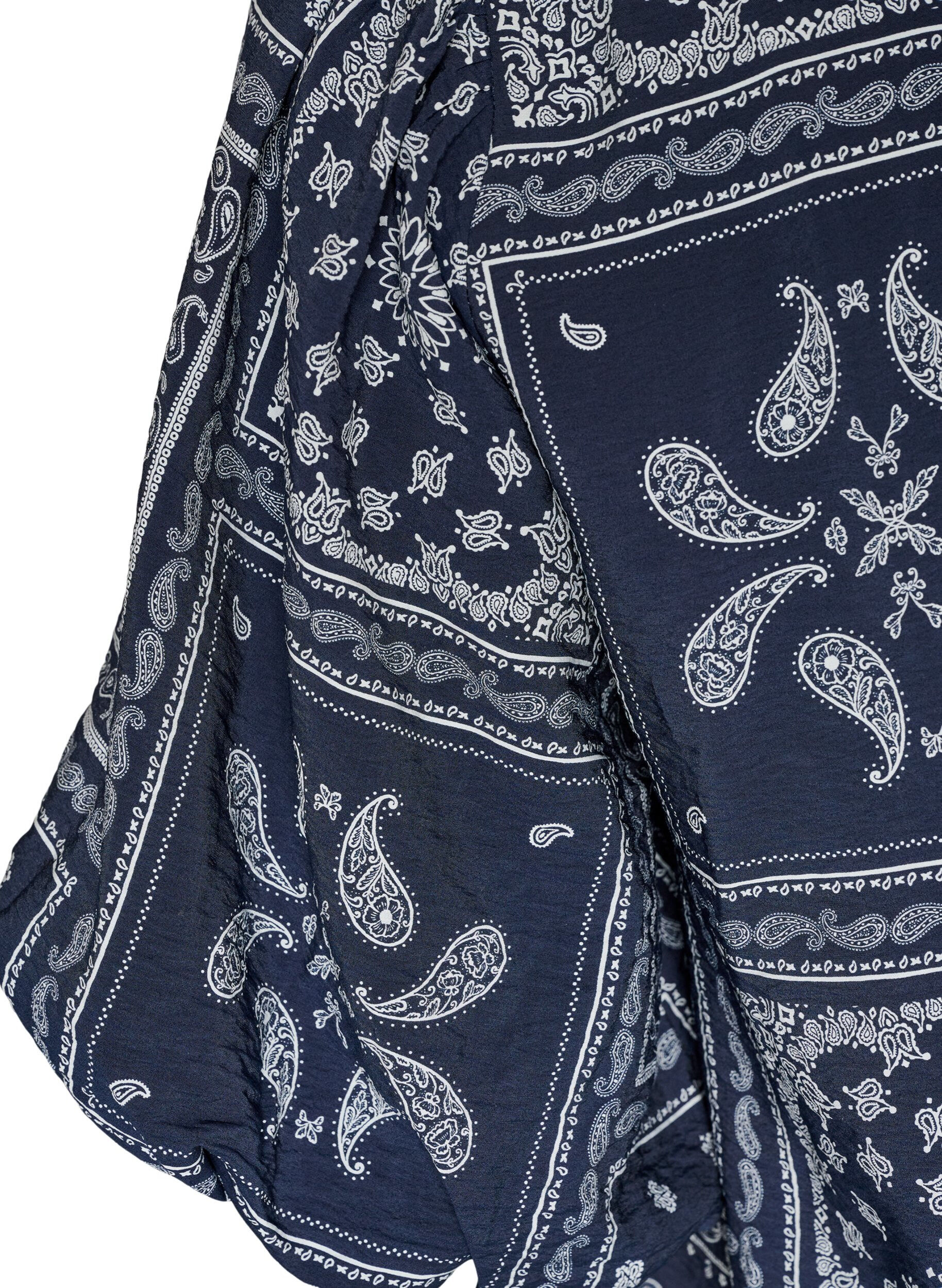 ZizziViscose blouse met paisleymotief en ballonnenmouwen, Blauw, Packshot image number 3