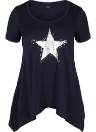 Katoenen t-shirt met korte mouwen en a-lijn, Night Sky STAR