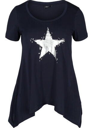 Katoenen t-shirt met korte mouwen en a-lijn, Night Sky STAR, Packshot image number 0