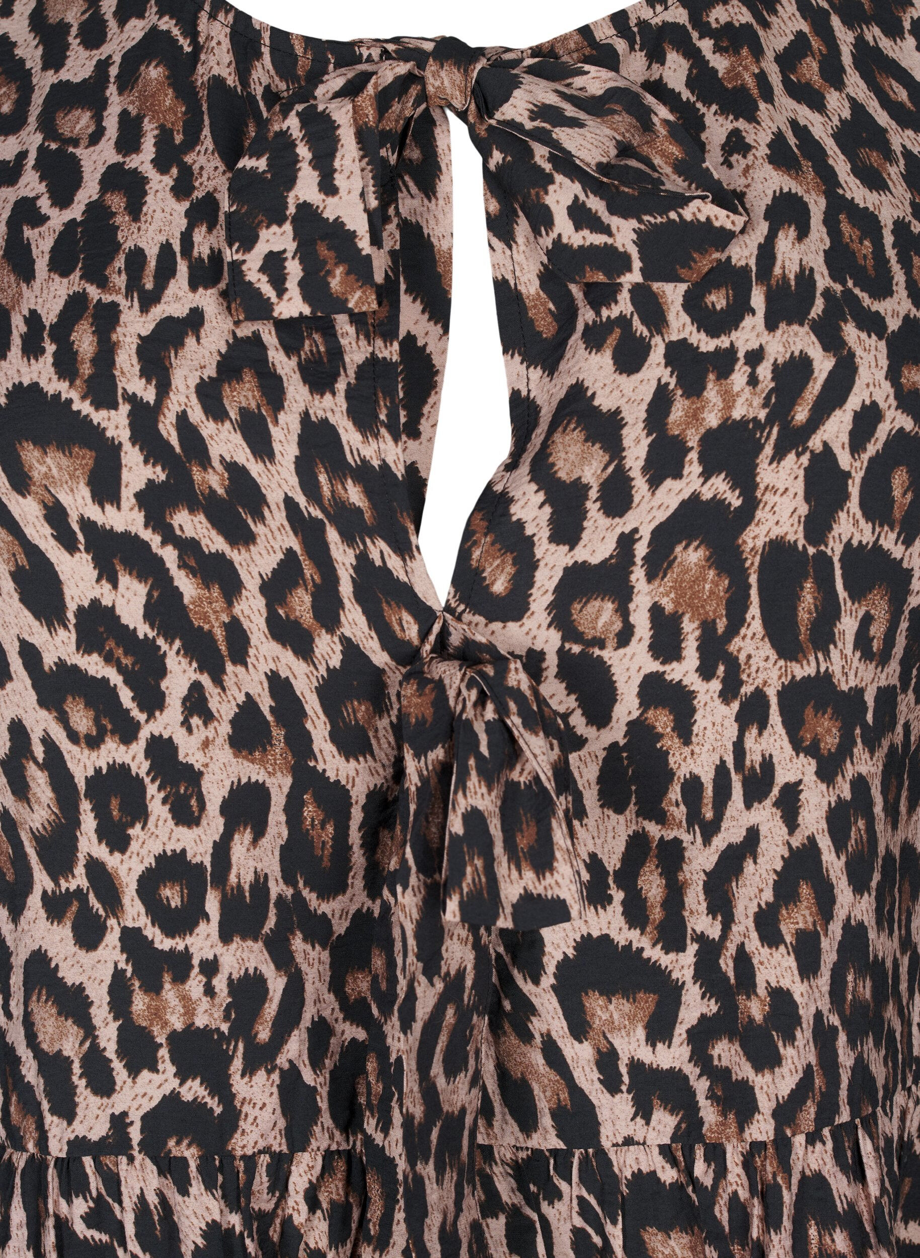 Zizzi Leo blouse met strikje, Leo AOP w. Bow, Packshot image number 2