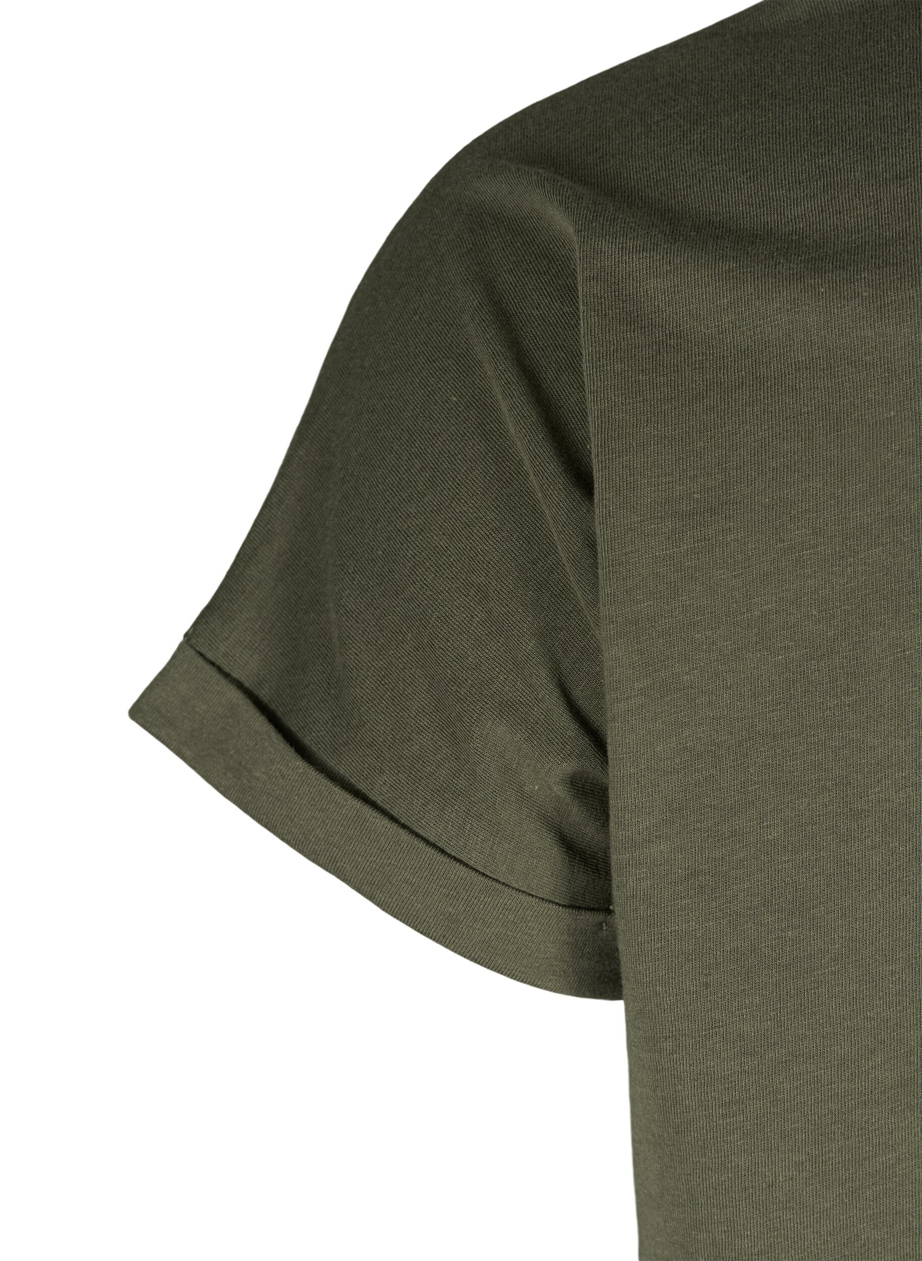 Zizzi T-shirt met mix van katoen, Ivy Green, Packshot image number 3