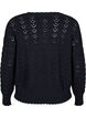 Gebreide blouse met lange mouwen en een opengewerkt patroon, Black, Packshot image number 1