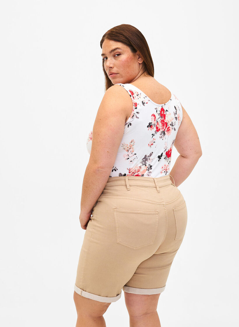 Korte spijkerbroek met strakke pasvorm en hoge taille, Nomad, Model image number 1