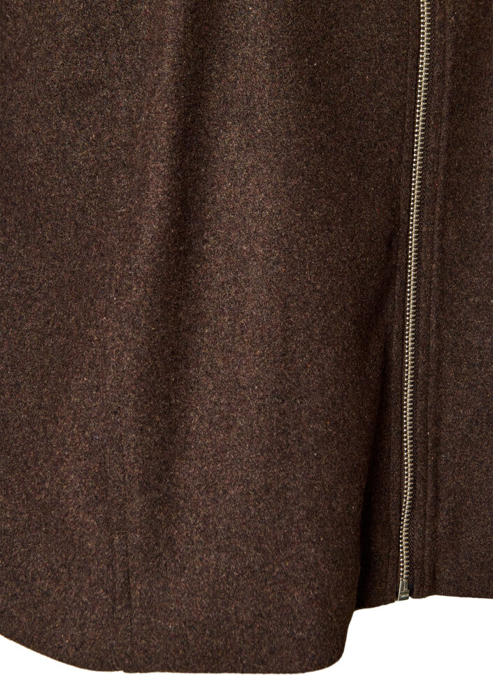 Korte jas met overhemdkraag en ritssluiting, Bruin, Packshot image number 3