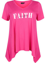 Katoenen t-shirt met korte mouwen, Shocking Pink FAITH