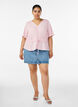 Blouse met textuur en een strik in de taille, Roze, Model image number 1