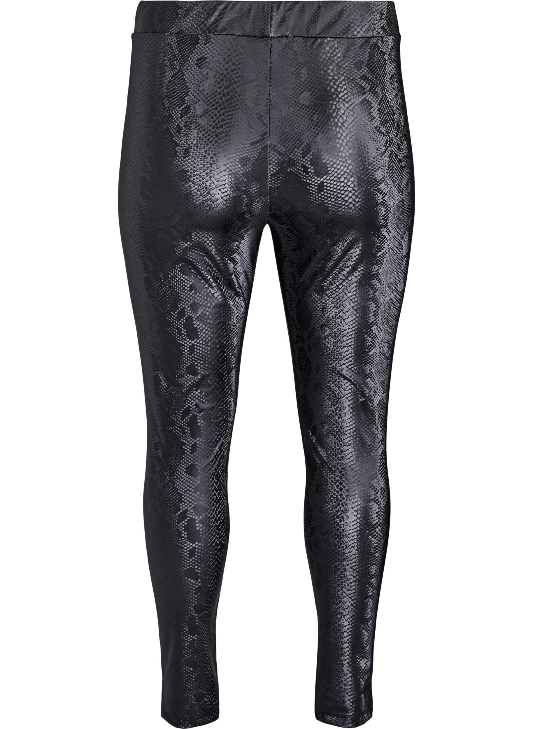 Zizzi Leggings in imitatieleer met dierenpatroon, Zwart, Packshot image number 1