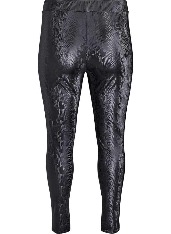 Leggings in imitatieleer met dierenpatroon, Zwart, Packshot image number 1
