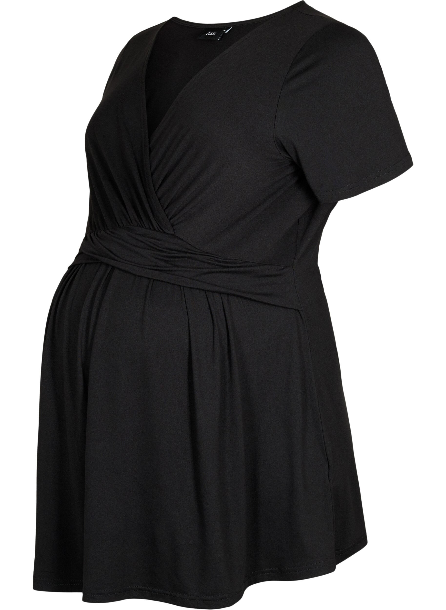 Zizzi Zwangerschapsblouse met korte mouwen, Black, Packshot image number 0