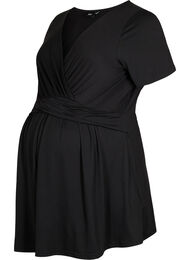 Zwangerschapsblouse met korte mouwen, Black