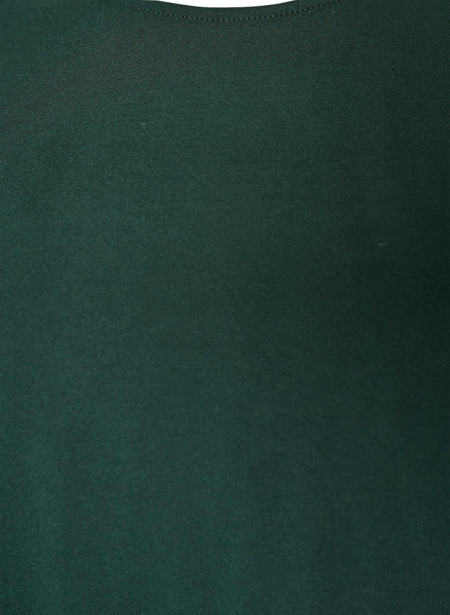 ZizziGeweven blouse met korte mouwen en ronde hals, Groen, Packshot image number 2
