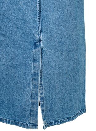 Halflange denim rok met split aan de achterkant, Denim Blue, Packshot image number 3