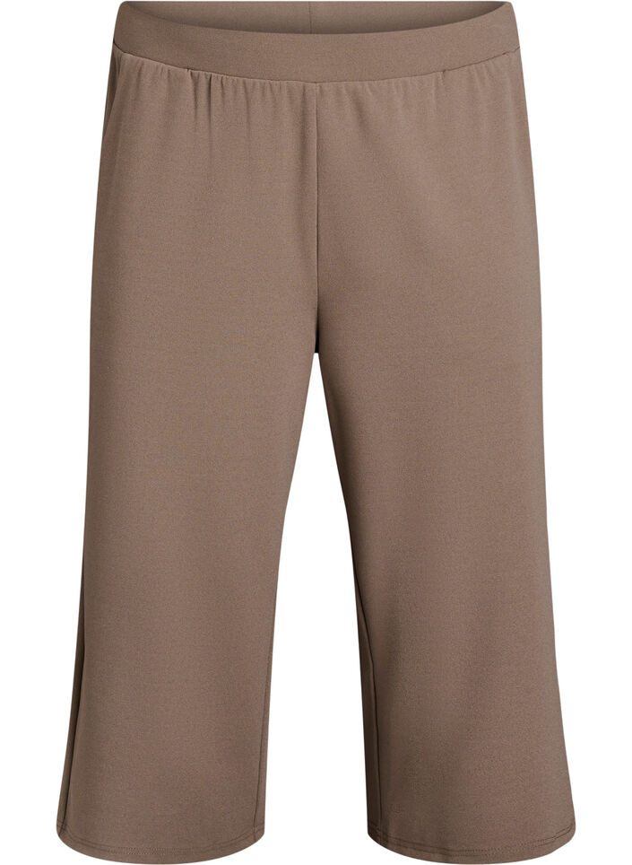 Hoog getailleerde kniebroek met losse pasvorm, Bruin, Packshot image number 0