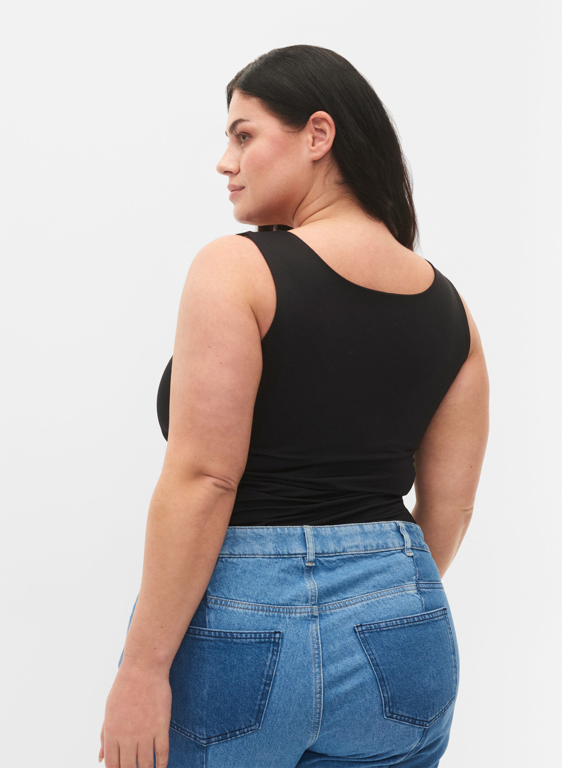 Zizzi Rekbare omkeerbare top, Black, Model image number 1