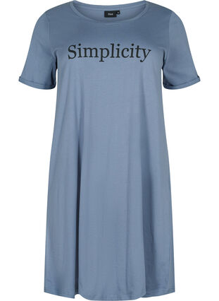 Katoenen nachthemd met korte mouwen en print, Grey W. Simplicity, Packshot image number 0