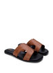 Wide fit - Platte sandalen met studs, Bruin, Packshot image number 1