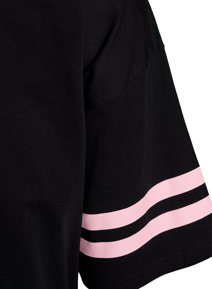 Sportief oversized college T-shirt, Zwart, Packshot image number 3