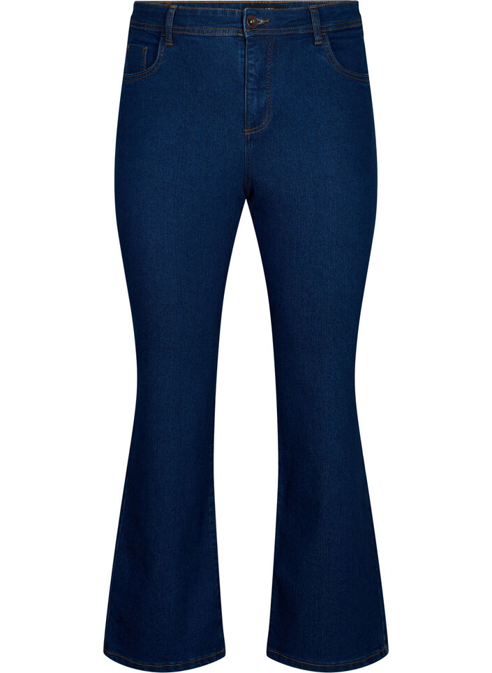 Hoog getailleerde jeans met bootcut, Blauw, Packshot image number 0