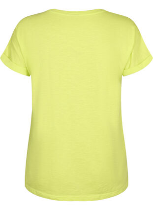 Bedrukt T-shirt van biologisch katoen, Wild Lime w. Navy, Packshot image number 1