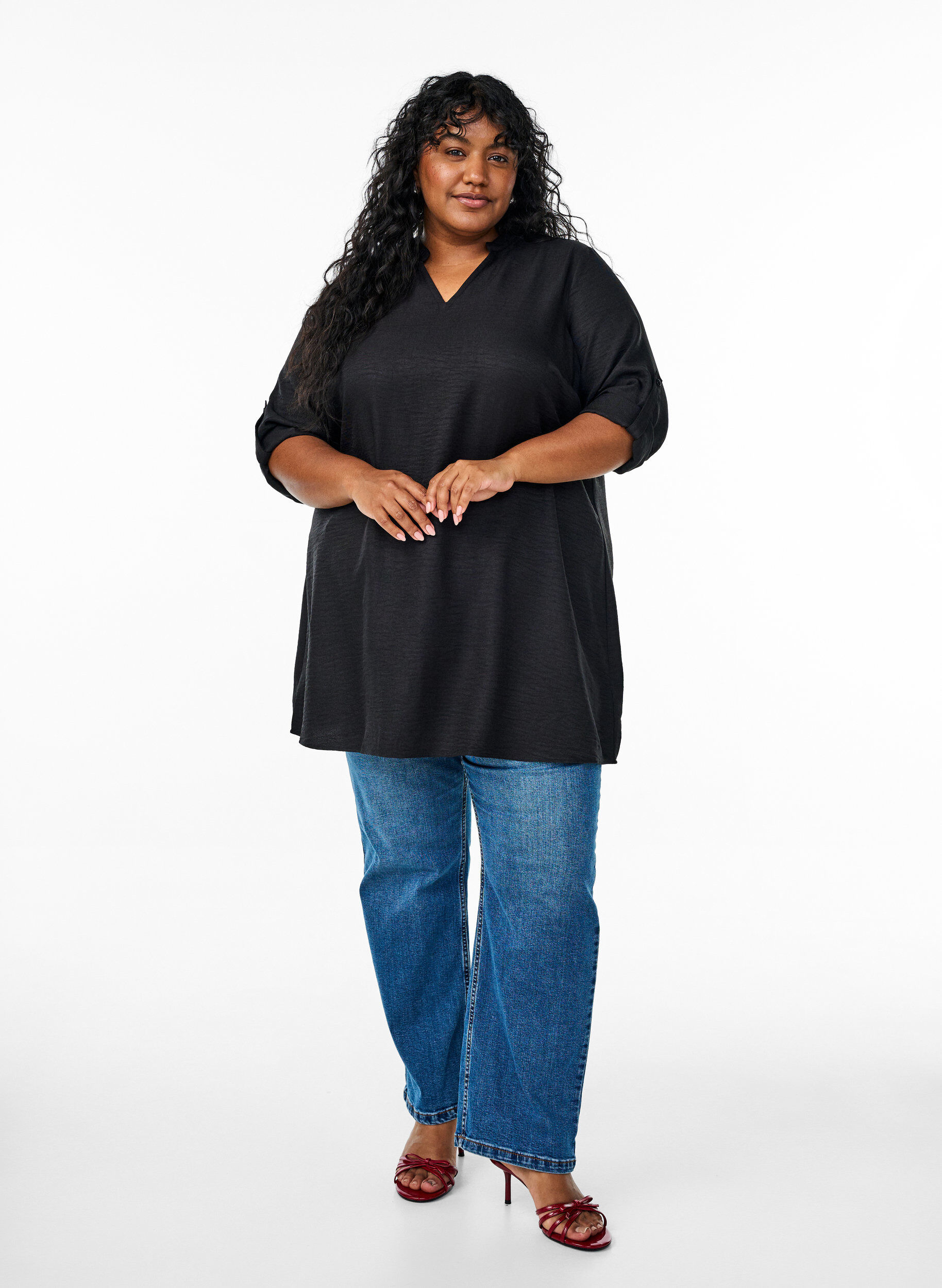 Zizzi Tuniek met ronde hals, Zwart, Model image number 1