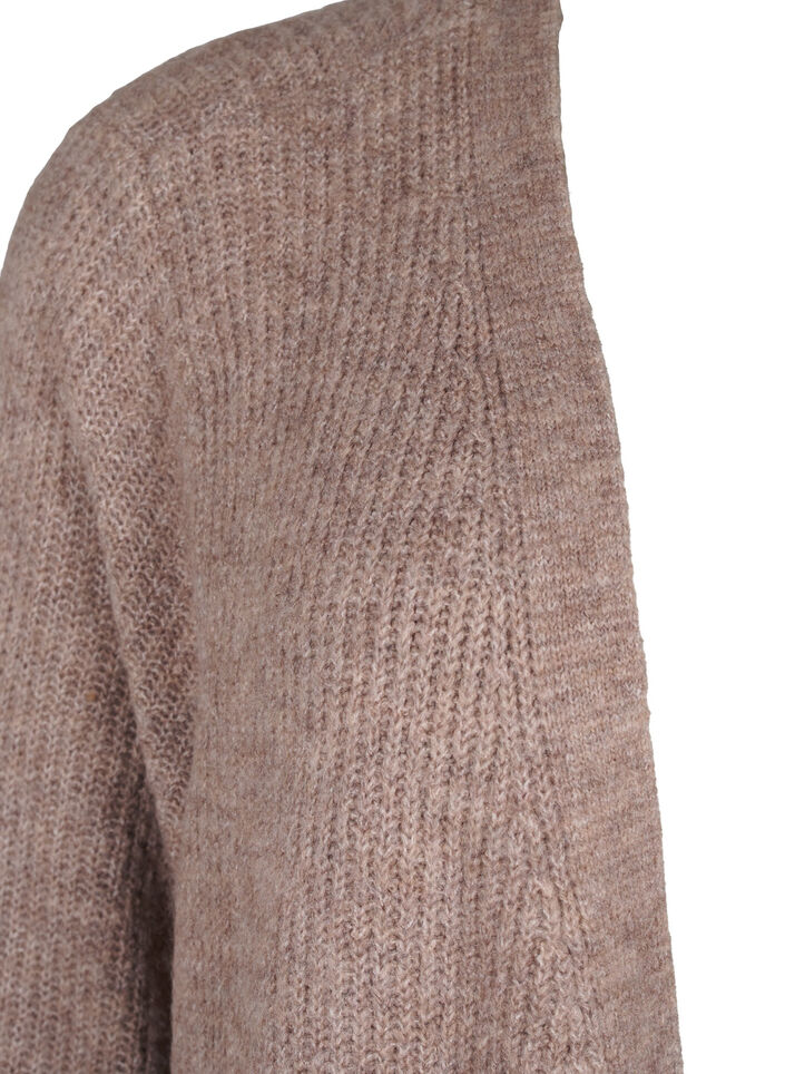 FLASH - Geribde cardigan met splitten, Brown Lentil Melange, Packshot image number 2