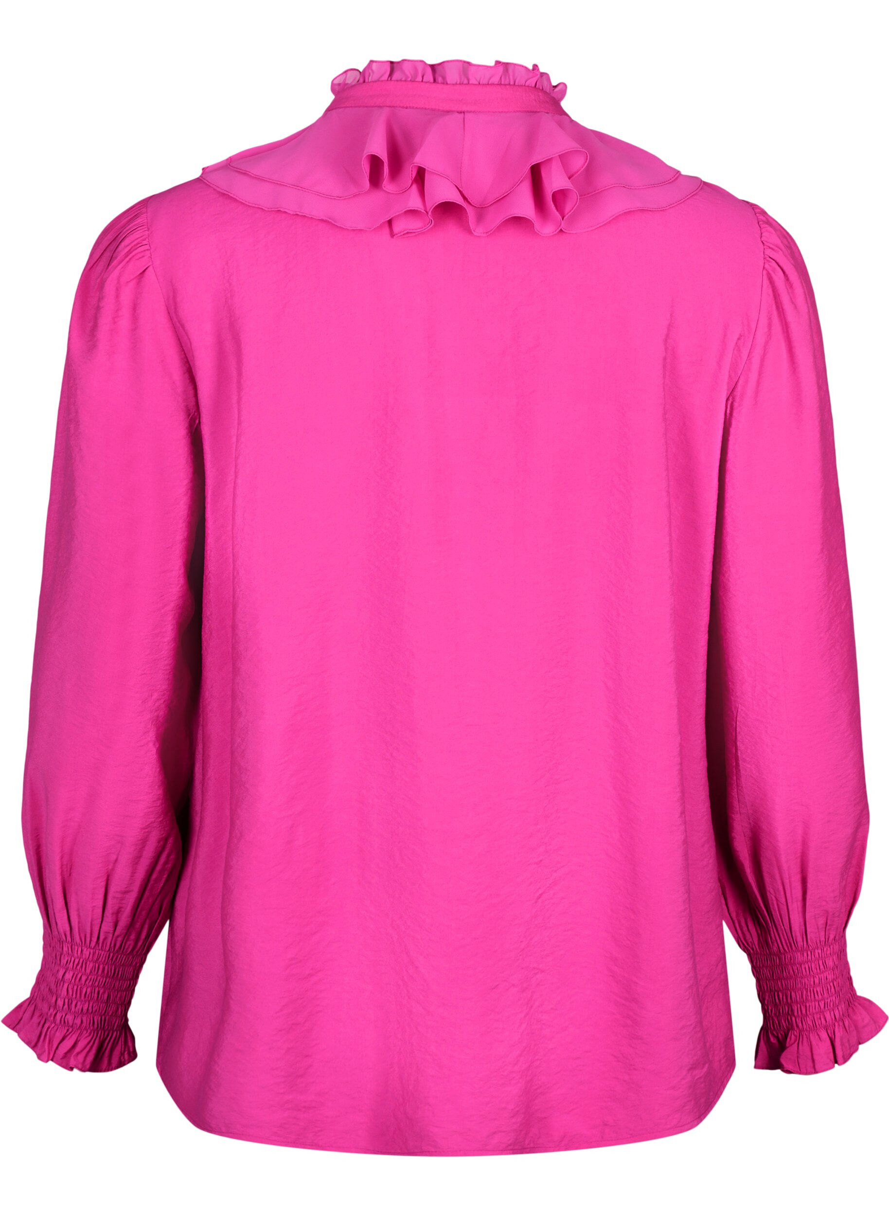 Zizzi Shirt blouse van viscose met ruches, Rose Violet, Packshot image number 1