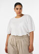 Blouse met textuur en korte mouwen, Wit, Model image number 0