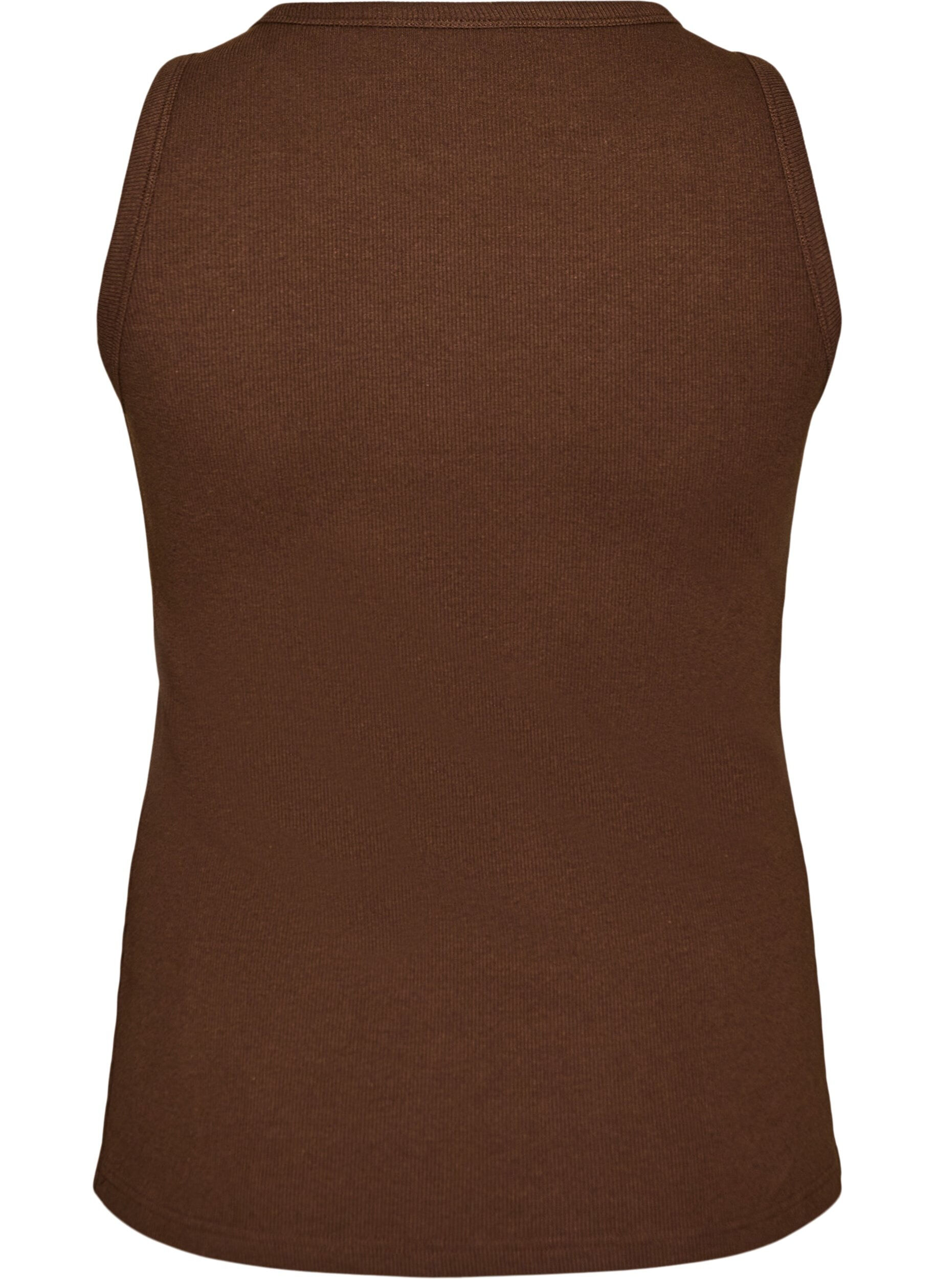 ZizziKatoenen ribtop met hoge hals, Bruin, Packshot image number 1