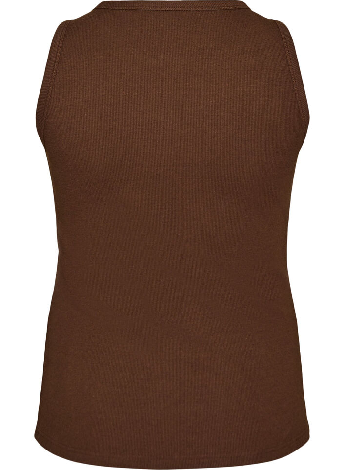 Katoenen ribtop met hoge hals, Bruin, Packshot image number 1