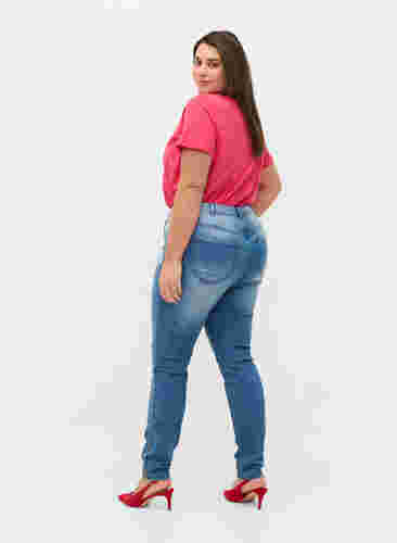 Super slim Amy jeans met split en knopen, Light blue, Model image number 1
