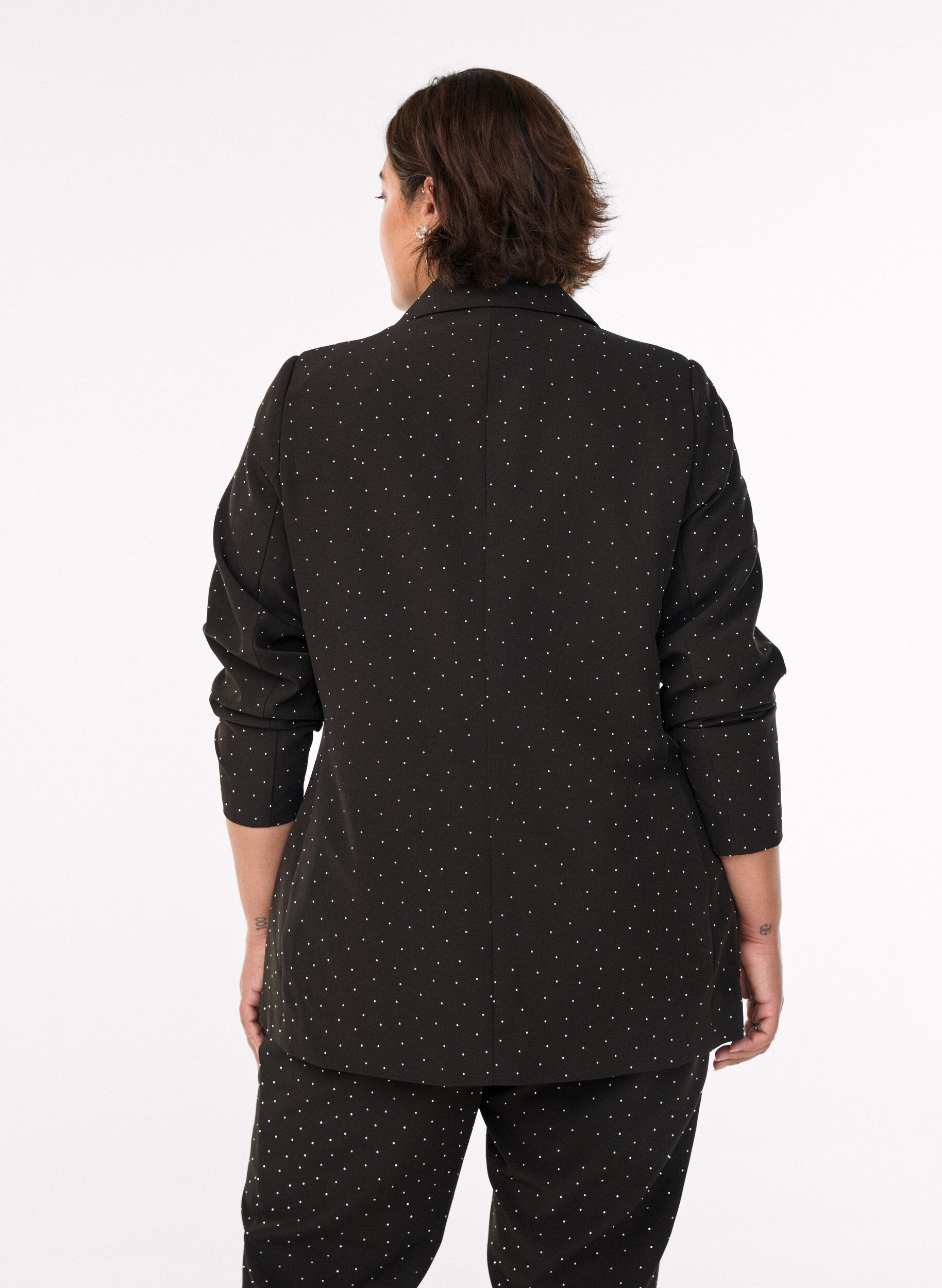Zizzi Blazer met strass-steentjes, Zwart, Model image number 2