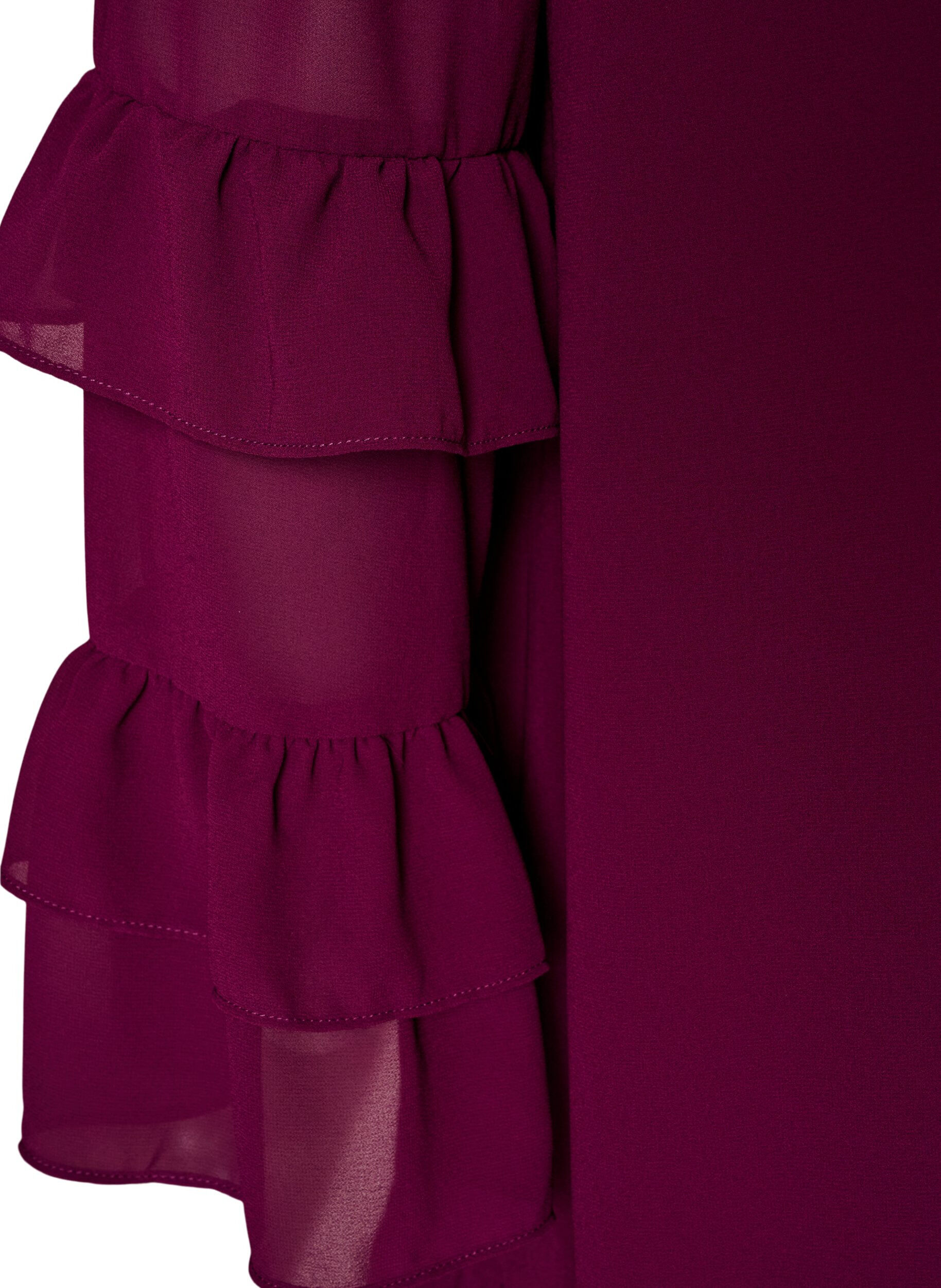 ZizziKorte jurk met transparante ruchesmouwen, Paars, Packshot image number 3