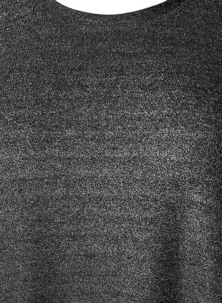Glitterjurk met 3/4-mouwen en ronde halslijn, Black Silver, Packshot image number 1