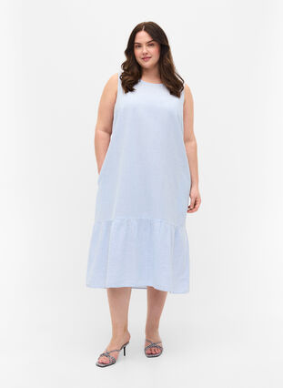 Mouwloze katoenen jurk met strepen, Skyway Stripe, Model image number 2