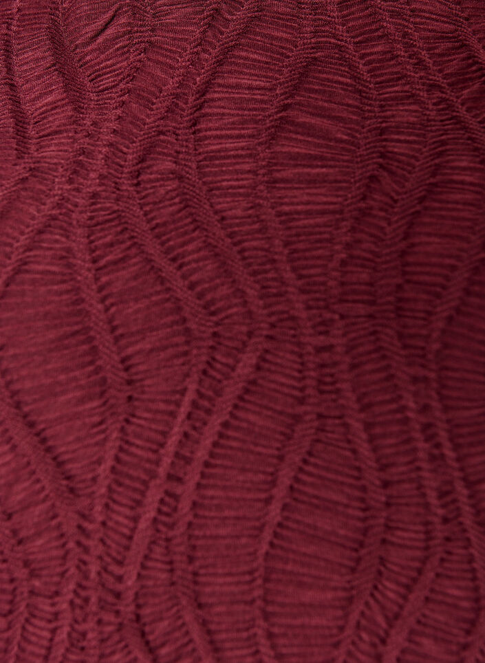 Midi jurk met golvende structuur en lange mouwen, Rood, Packshot image number 2