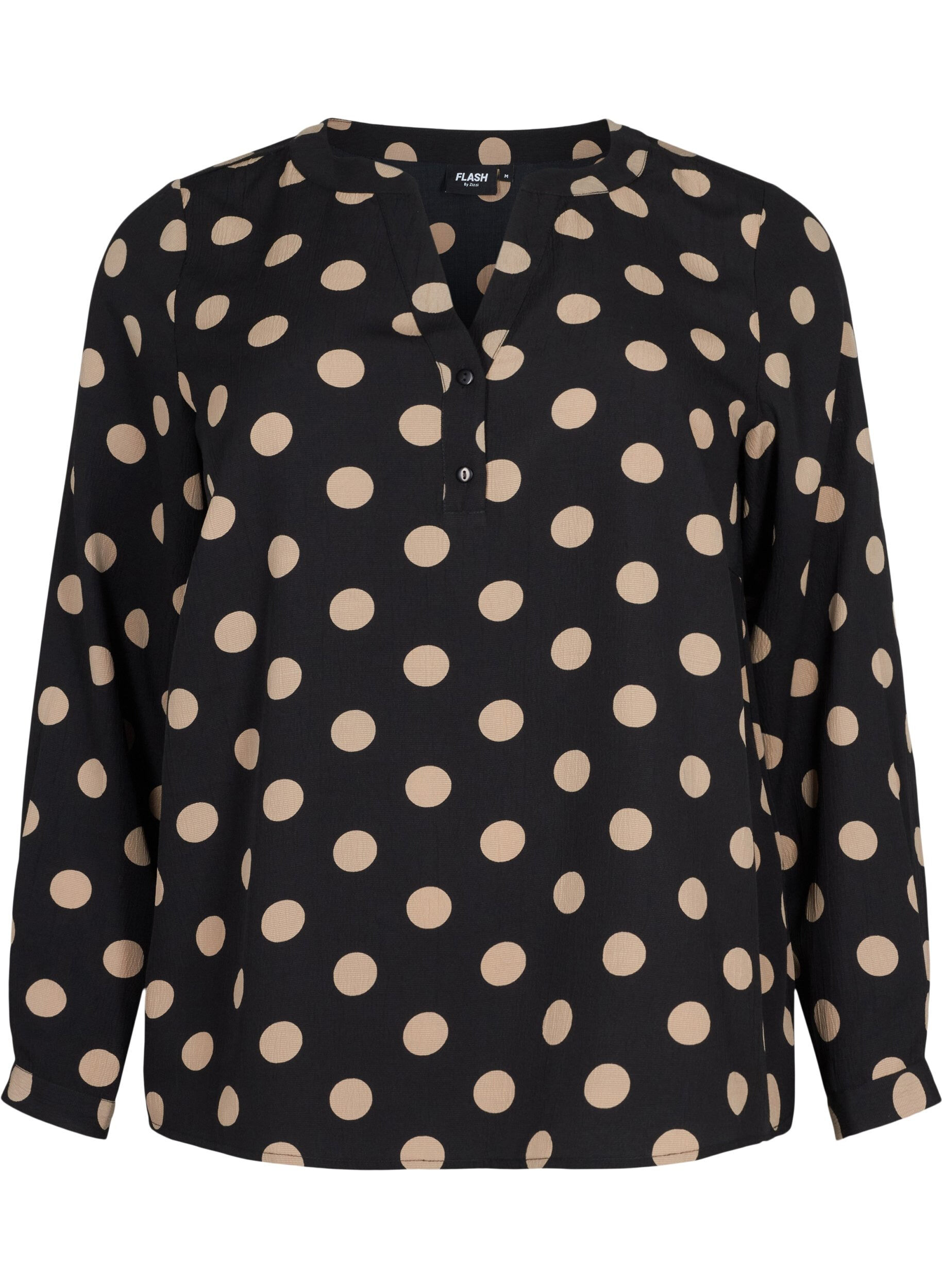 Zizzi FLASH - Blouse met lange mouwen en print, Black Brown Dot, Packshot image number 0