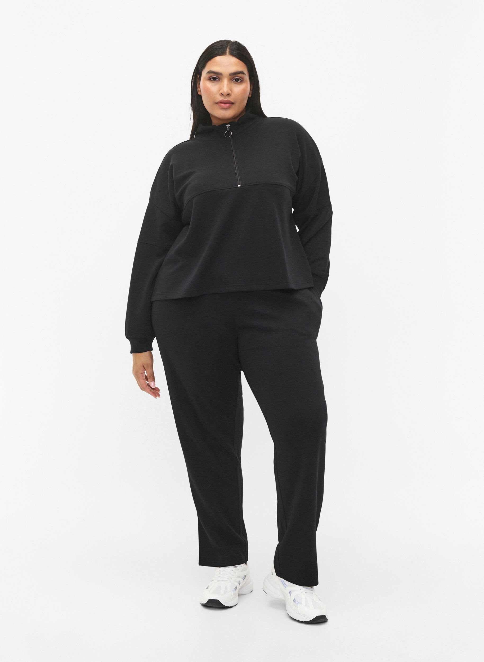 Zizzi Sweatshirt van modalmix met hoge hals, Black, Model image number 2