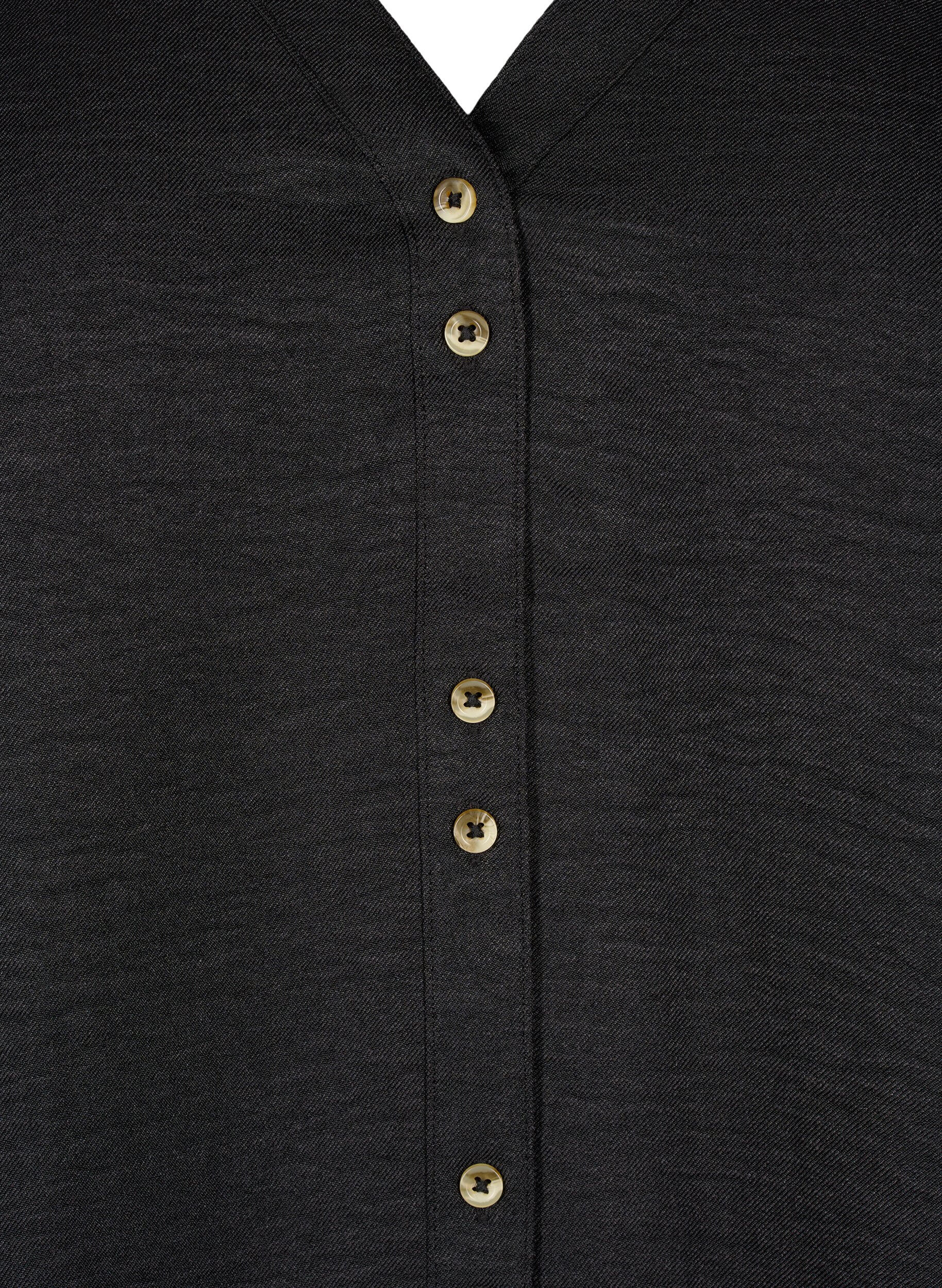Zizzi Overhemd blouse met V-hals en korte mouwen, Zwart, Packshot image number 2