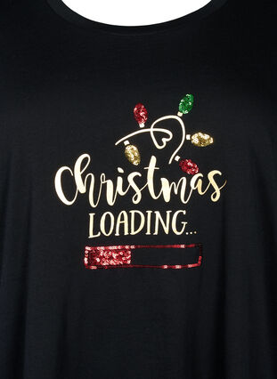 Kerst T-shirt met pailletten, Black W. Loading, Packshot image number 2