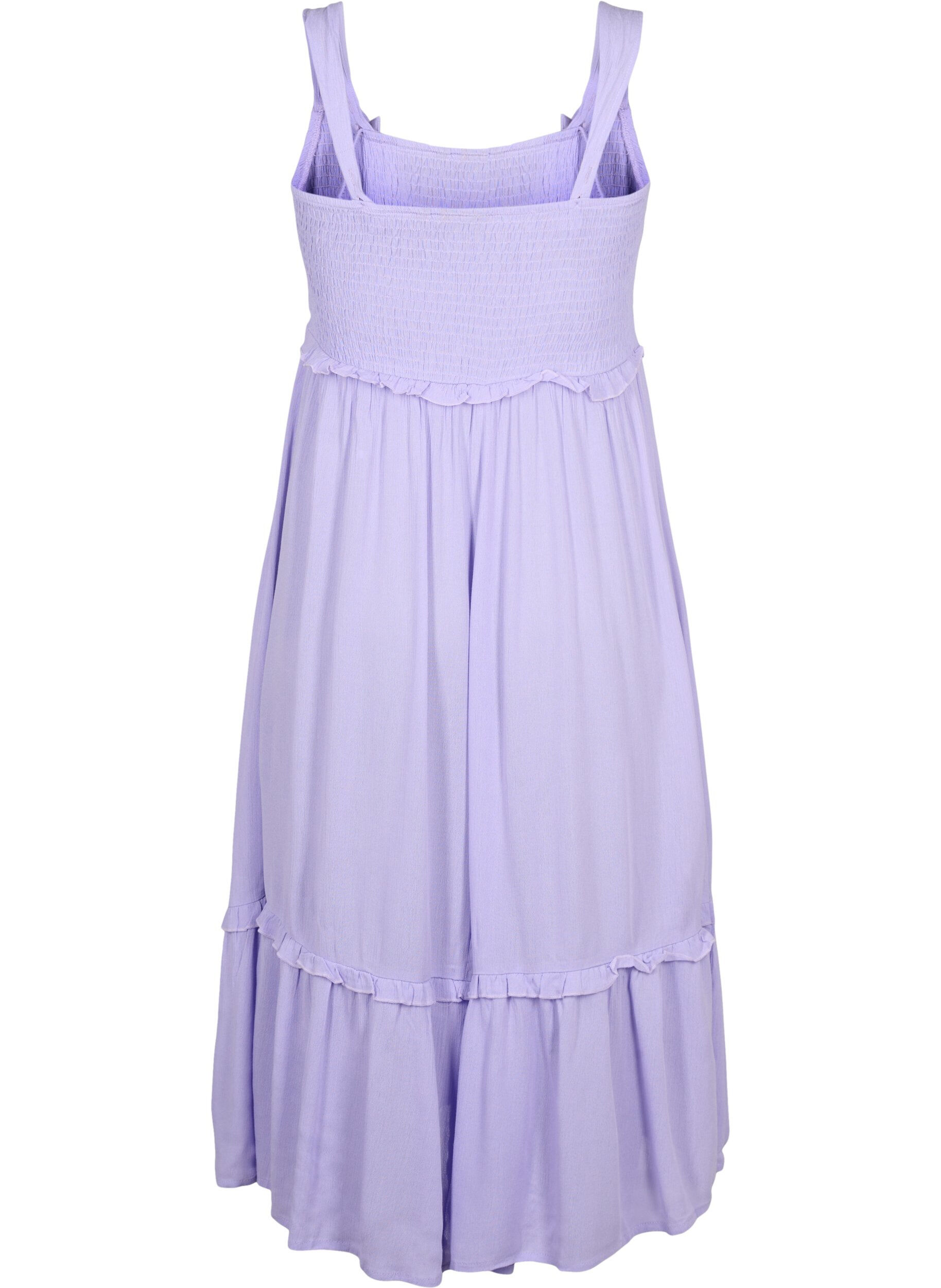 Zizzi Viscose midi-jurk met smok, Lavender, Packshot image number 1