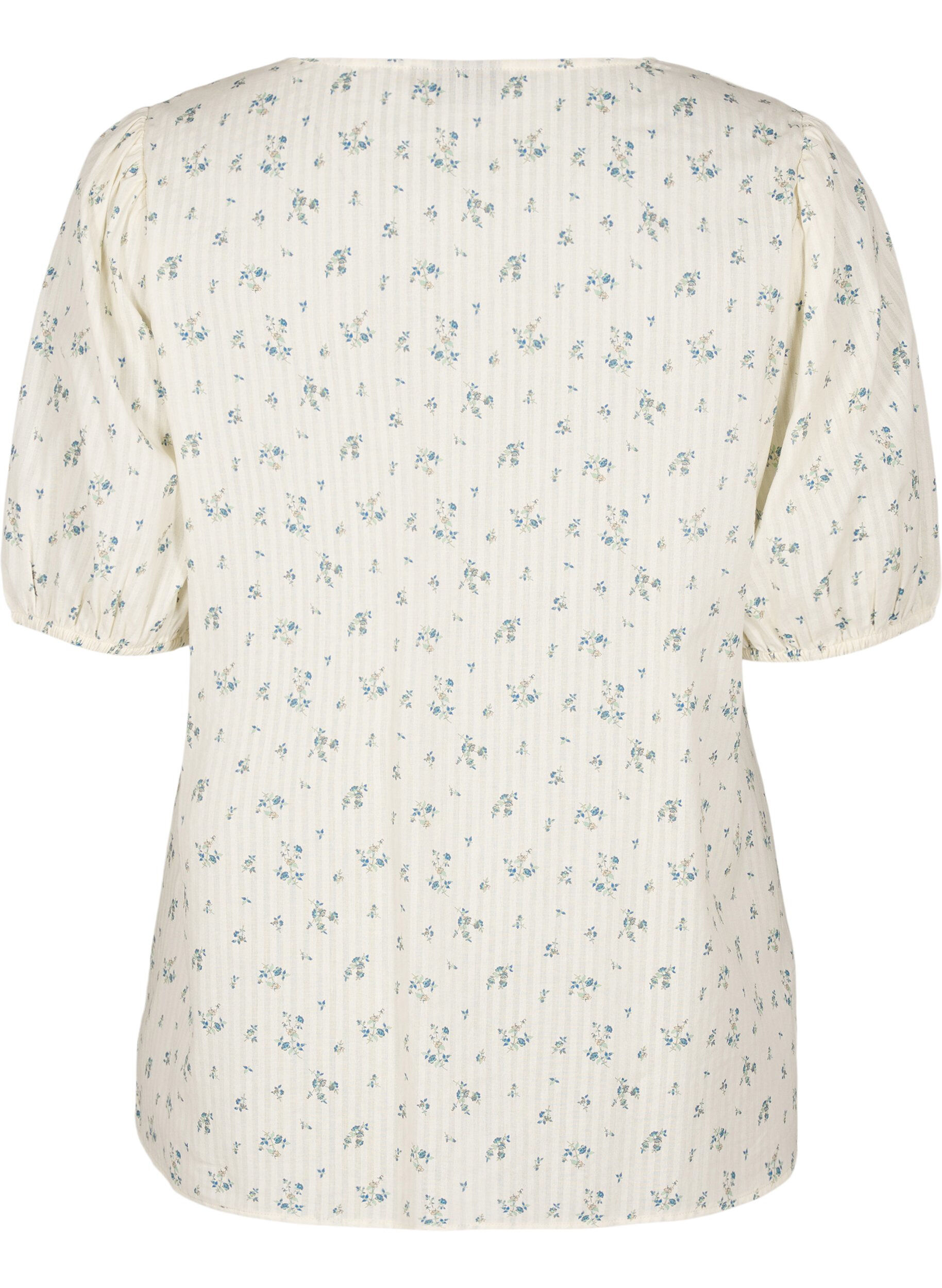 Zizzi Blouse met korte pofmouwen en ruches details, Wit, Packshot image number 1