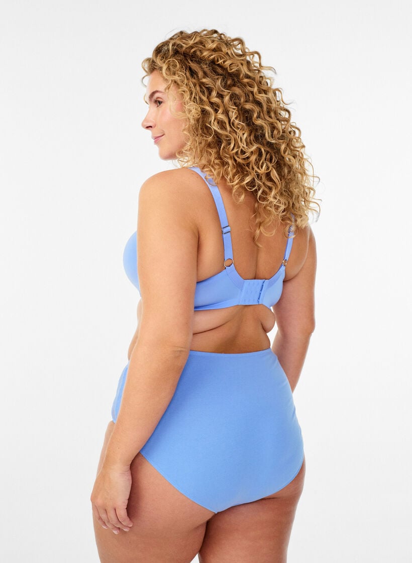 Katoenen slips met kanten panelen, Blauw, Model image number 1