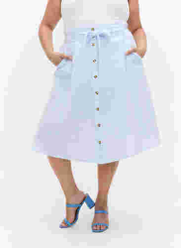 Gestreepte rok met zakken in katoen, Blue Bell Stripe, Model image number 2