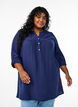 Katoenen mousseline tuniek met broderie anglaise, Blauw, Model image number 0